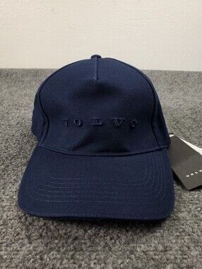 Volvo Word Mark Hat Cap 3D Spellout Adjustable Strap Back Navy Blue NEW